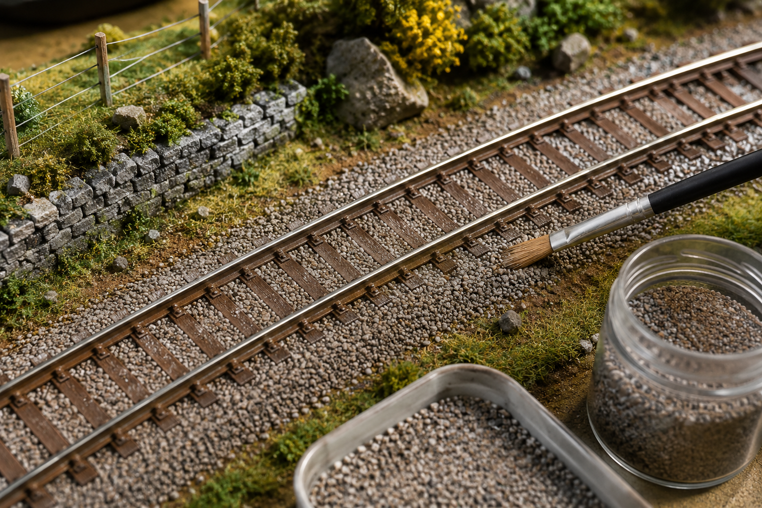 Le ballast en modélisme ferroviaire : comment le poser et le fixer ?
