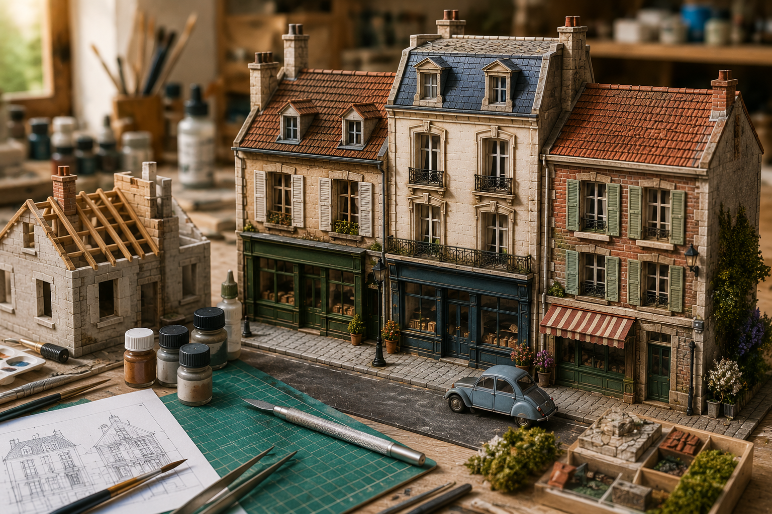 Créer des bâtiments miniatures : kits, carton et impression 3D