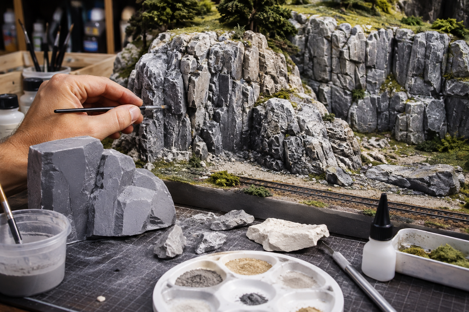 Créer des rochers et falaises miniatures : techniques et matériaux